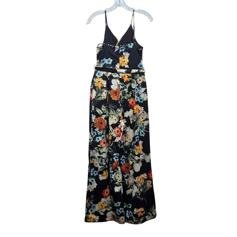 Yumi Kim Floral Jumpsuit Small Black Wide Leg Spaghetti Strap #1317 - Picture 4 of 9